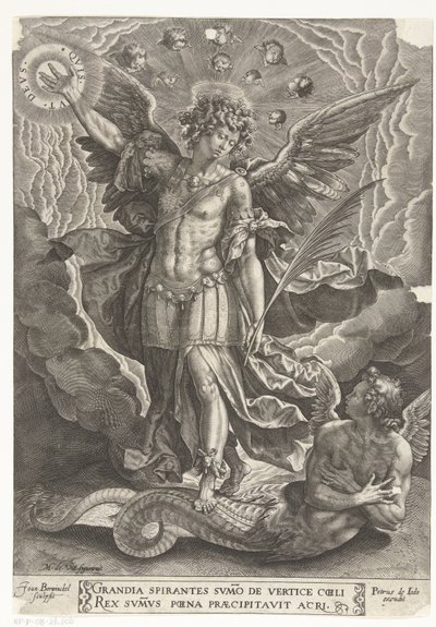 Heiliger Michael vertreibt rebellischen Engel aus dem Himmel von Joan Berwinckel