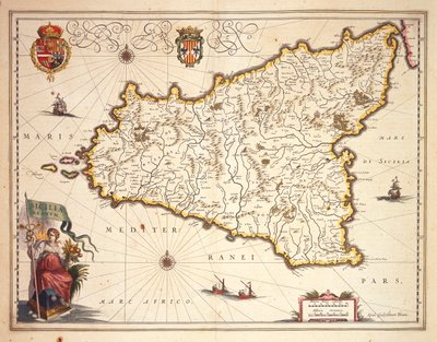 Karte der Region Sizilien von Joan Blaeu