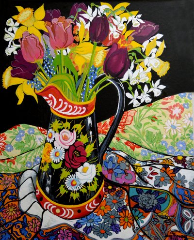 Kanalbootkrug, Narzissen und Tulpen von Joan Thewsey