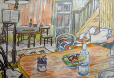 Clare Lises Musikstudio (Gouache) von Joan Thewsey