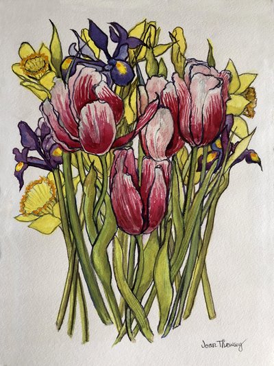 Tulpen, Narzissen und Iris von Joan Thewsey