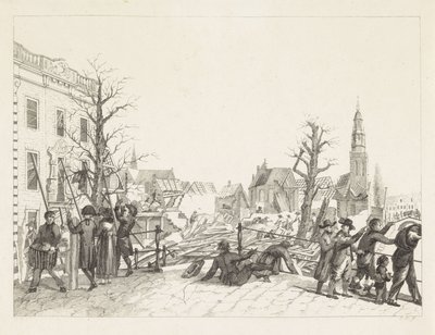 Ruinen in Leiden nach der Pulverexplosion, 1807 von Joannes Bemme