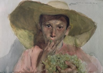 Junge isst Trauben von Joaquin Sorolla y Bastida