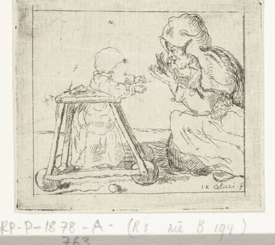 Frau mit Kind im Laufwagen von Johan Antoni Kauclitz Colizzi