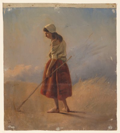 Stehendes Bauernmädchen mit Stock von Johan Daniël Koelman