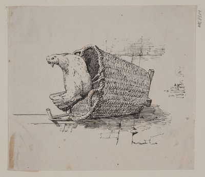 Eine Henne auf einem Korb von Johan Thomas Lundbye
