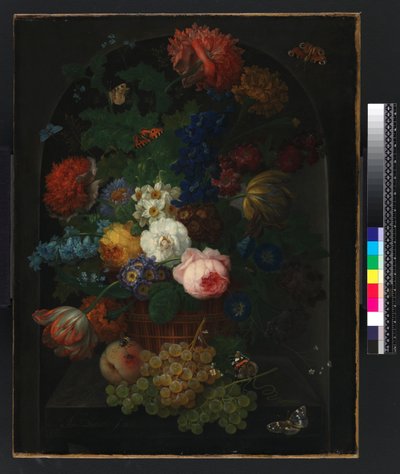 Ein Korb mit Blumen und Früchten von Johann Baptist Drechsler