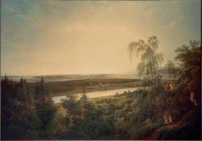 Elblandschaft mit Blick auf Dresden von Johann Christian Klengel