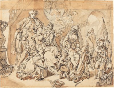 Die glückliche Familie mit spielenden Kindern von Johann Eleazar Schenau