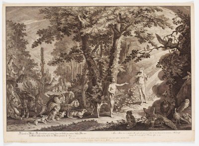 Adams erstes Treffen mit Eva von Johann Elias Ridinger
