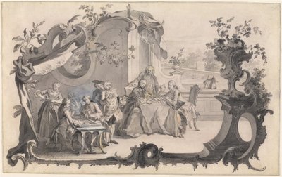 Eine elegante Gesellschaft beim Brettspiel von Johann Esaias Nilson