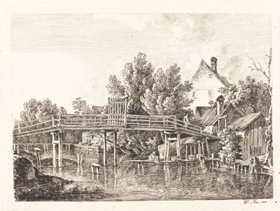 Der kleine Isarsteg von Johann Georg von Dillis