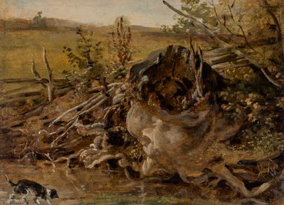 Modernder Baumstumpf und Jagdhund von Johann Georg von Dillis