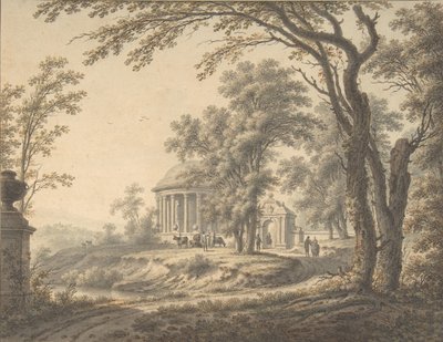 Idyllische Landschaft mit Tempel, 1770 von Johann Heinrich Muntz