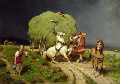 Der Heuwagen, 1874 von Johann Jakob Eduard Handwerk