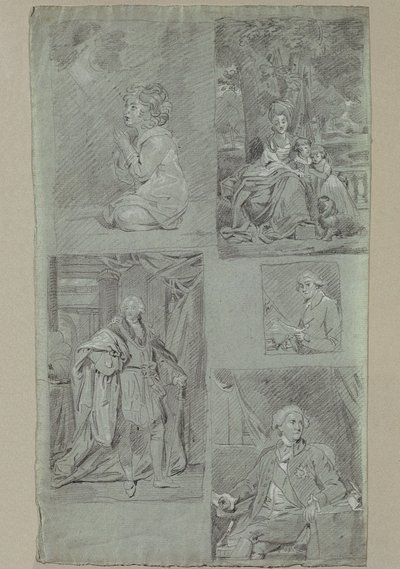 5 Bildnisstudien von Johann Peter Krafft