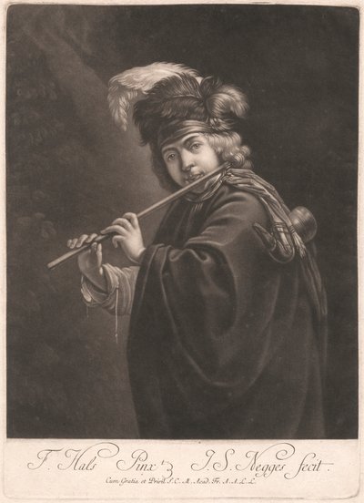 Junge spielt Flöte von Johann Simon Negges