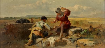 Zwei würfelspielende Ritter von Johann Till der Jüngere