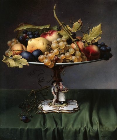 Früchte auf einer Porzellanschale von Johann Wilhelm Preyer