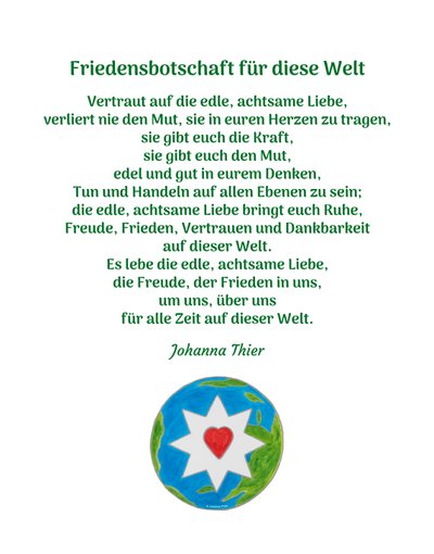 Friedensbotschaft für diese Welt von Johanna Thier