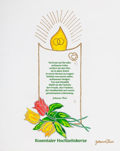 Rosentaler Hochzeitskerze von Johanna Thier
