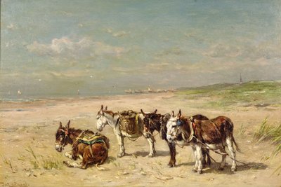 Esel am Strand von Johannes Hubertus Leonardus de Haas