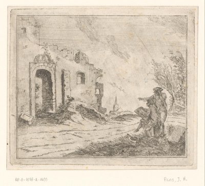 Zeichner bei einer Ruine von Johannes Huibert Prins