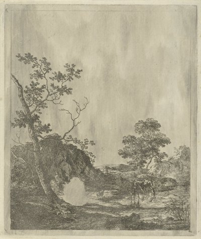 Landschaft mit Vieh im Fluss von Johannes Janson