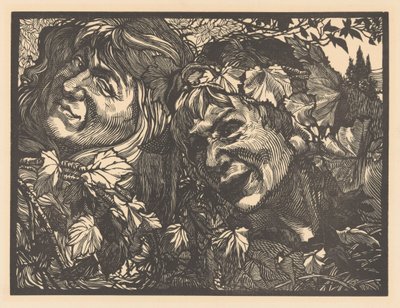 Zwei Bacchantinnen umgeben von Weinblättern von Johannes Josephus Aarts