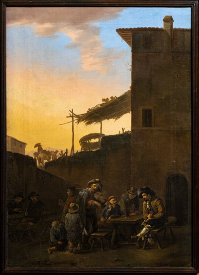 Trinker vor einem italienischen Gasthaus von Johannes Lingelbach