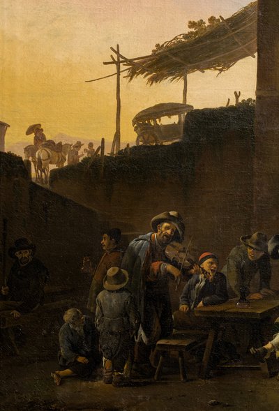 Trinker vor einem italienischen Gasthaus von Johannes Lingelbach