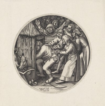Das Schwein muss in seinen Stall von Johannes Wierix
