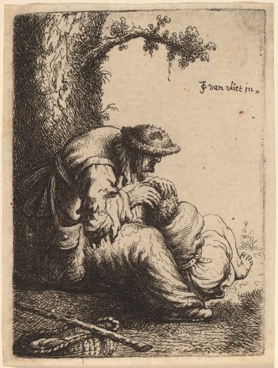 Bettlerin, die einen Jungen entfloht von Johannes van Vliet