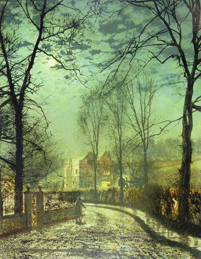 Eine mondbeschienene Straße, 19. Jahrhundert von John Atkinson Grimshaw