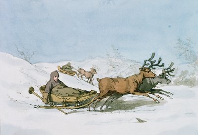 Lapplandschlitten, 1803 von John Augustus Atkinson