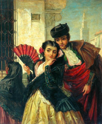 Szene in Spanien, in der Nähe von Sevilla, ca. 1853 von John Bagnold Burgess