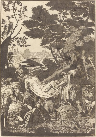 Die Grablegung (recto) von John Baptist Jackson after Jacopo Bassano