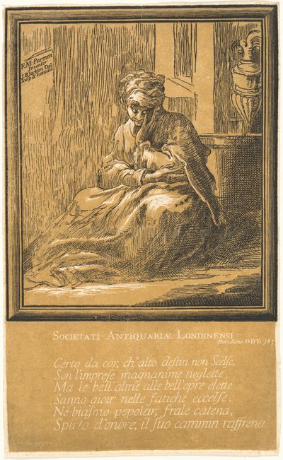 Meditierende Frau von John Baptist Jackson, after Parmigianino