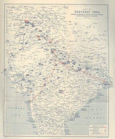 Karte von Nordindien, 1901 von John Bartholomew