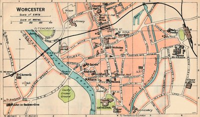 Worcester, 20. Jahrhundert von John Bartholomew