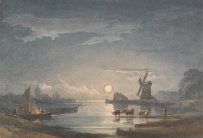 Mondlicht am Fluss bei Brügge von John Berney Crome