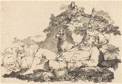Hirte mit Hund und Schafen von John Boyne