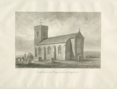 Bagnall Kirche: Sepiazeichnung, 1848 von John Buckler