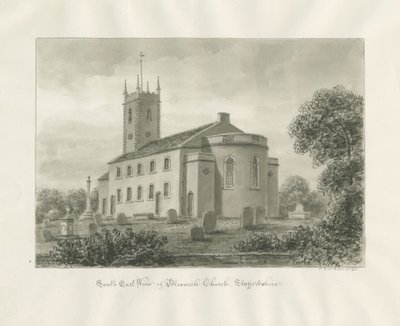Bloxwich Kirche: Sepia-Zeichnung von John Buckler