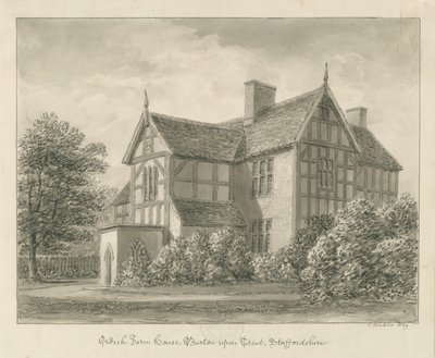 Burton-upon-Trent: Ordish Farm House: Sepia-Zeichnung, 1839 von John Buckler