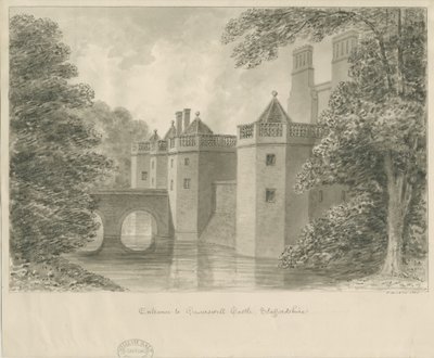 Caverswall Castle: Sepia-Zeichnung, 1840 von John Buckler