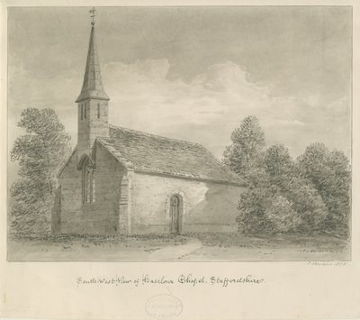 Haselour Kapelle: Sepia-Zeichnung, 1828 von John Buckler