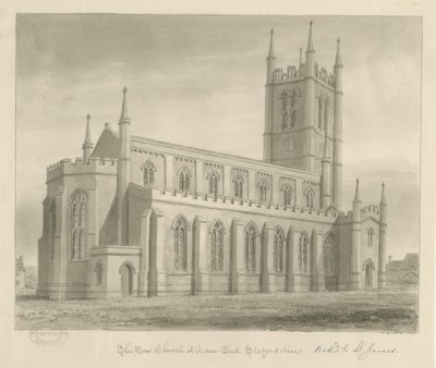 Lane End - Neue Kirche: Sepia-Zeichnung von John Buckler