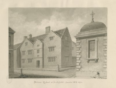 Lichfield - Minorschule: Sepiazeichnung von John Buckler