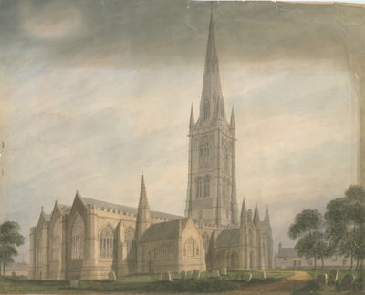 Lincolnshire - Grantham Kirche, 1811 von John Buckler